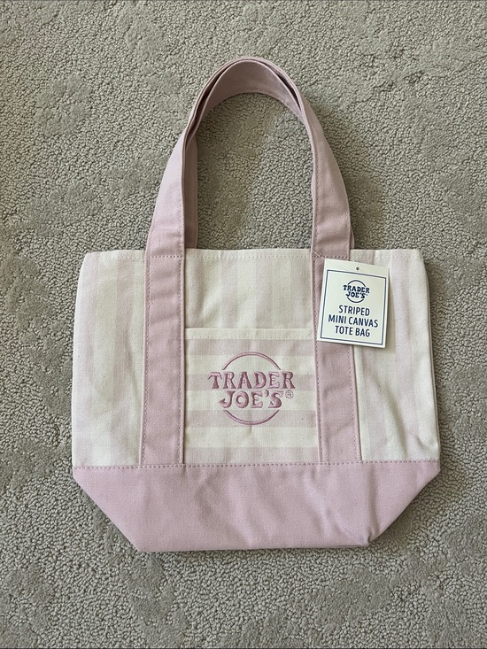 Trader Joe'S Handbags - Trader Joe's Pink Striped Canvas Tote Bag